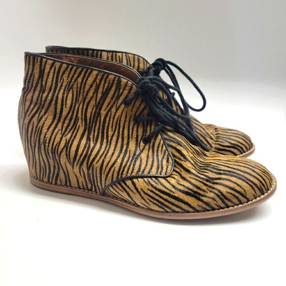 Anthro Matiko Sharon Zebra Wedge Ankle Boot - Picture 1 of 13
